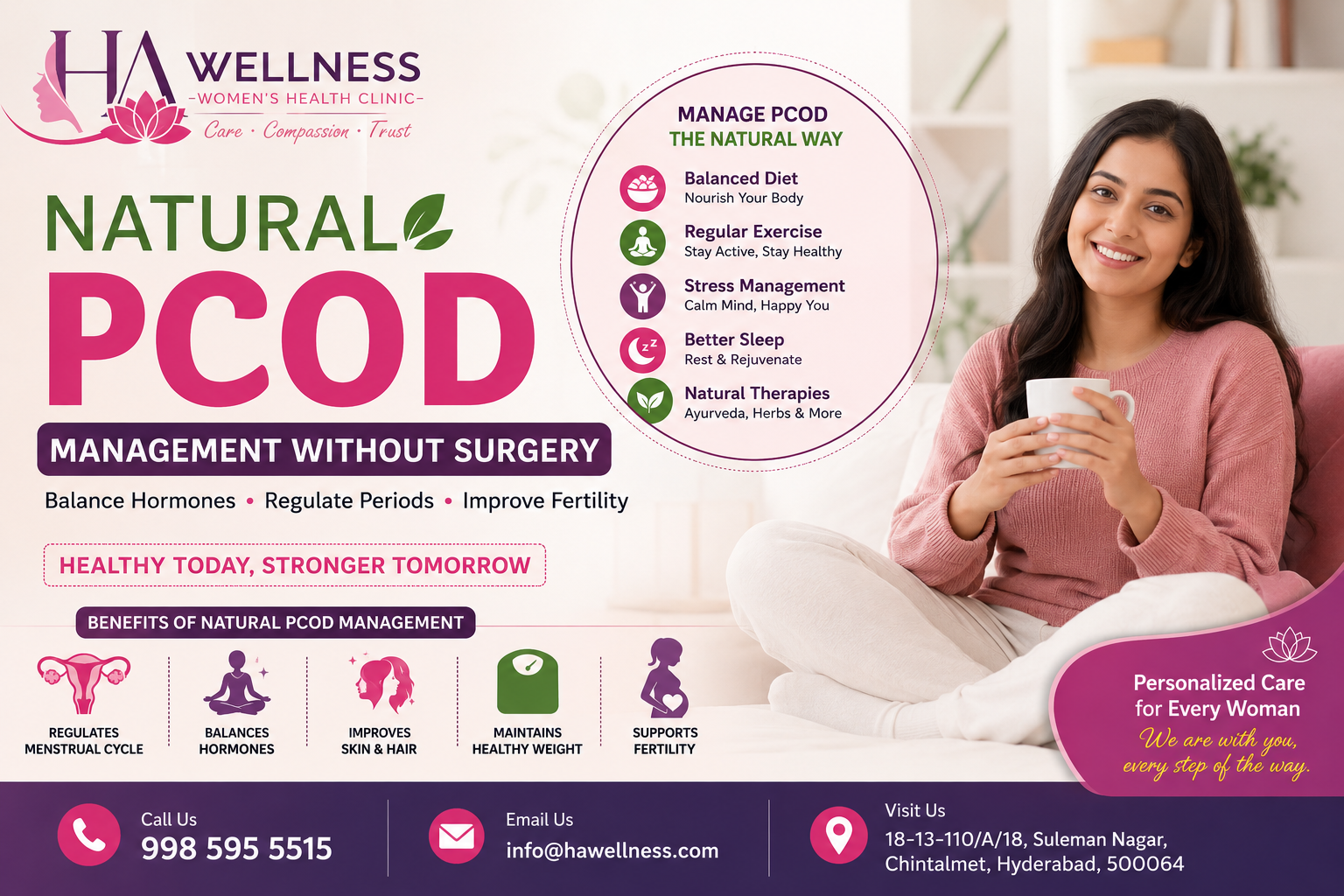 Natural PCOD management without surgery consultation at HA Wellness in Hyderabad for women's hormonal health and fertility care