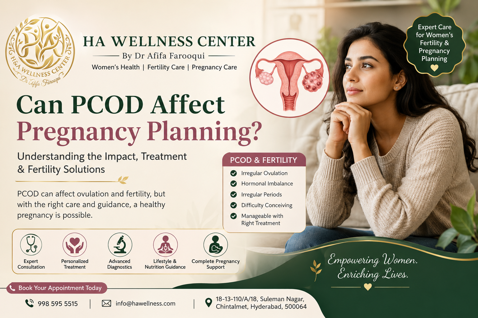 Can PCOD affect pregnancy planning? Expert fertility consultation, PCOD management, and pregnancy care at HA Wellness Hyderabad.